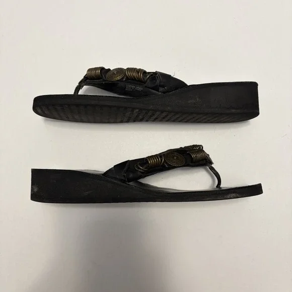Womens Leather Y2K Boho Thong Sandals 7 Festival Indie Summer Resort Vacation - Picture 4 of 9